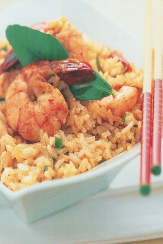 Thai scented stir-fried rice and prawns