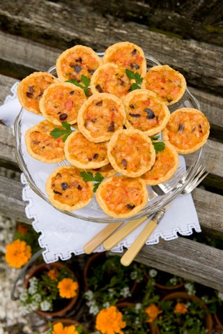 Shrimp and saffron tarts