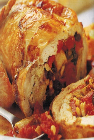 Chicken Or Turkey With Artichoke And Red Pepper Stuffing