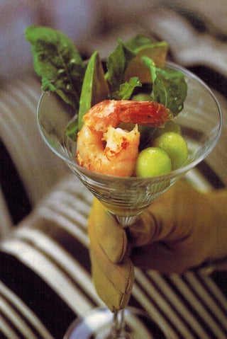 Shrimp, melon and avocado cocktails