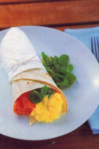 Salmon scrambled egg wraps