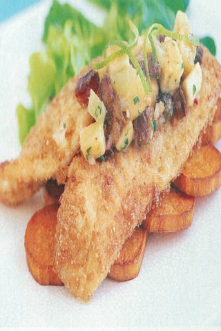 Almond Crusted Fish With Sweet Sour Banana Salsa